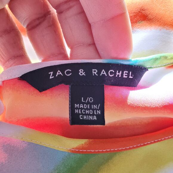 Zac & Rachel Striped Tiered Color Block Top Size L - Picture 6 of 8